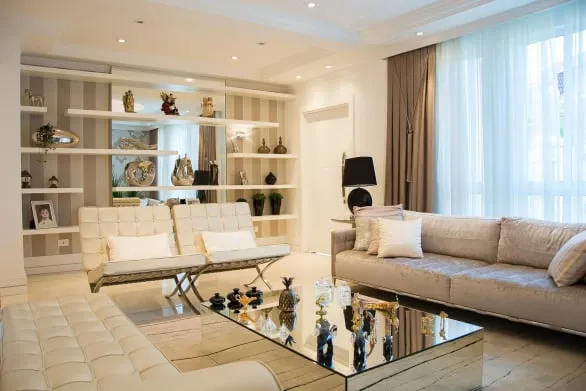 Spacious luxury suite living area