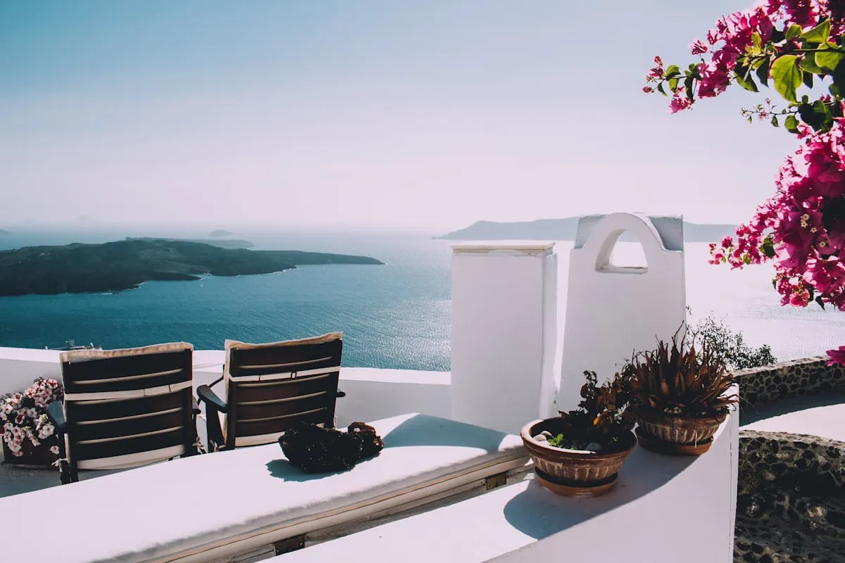 Terrace overlooking a scenic coastal landscape
