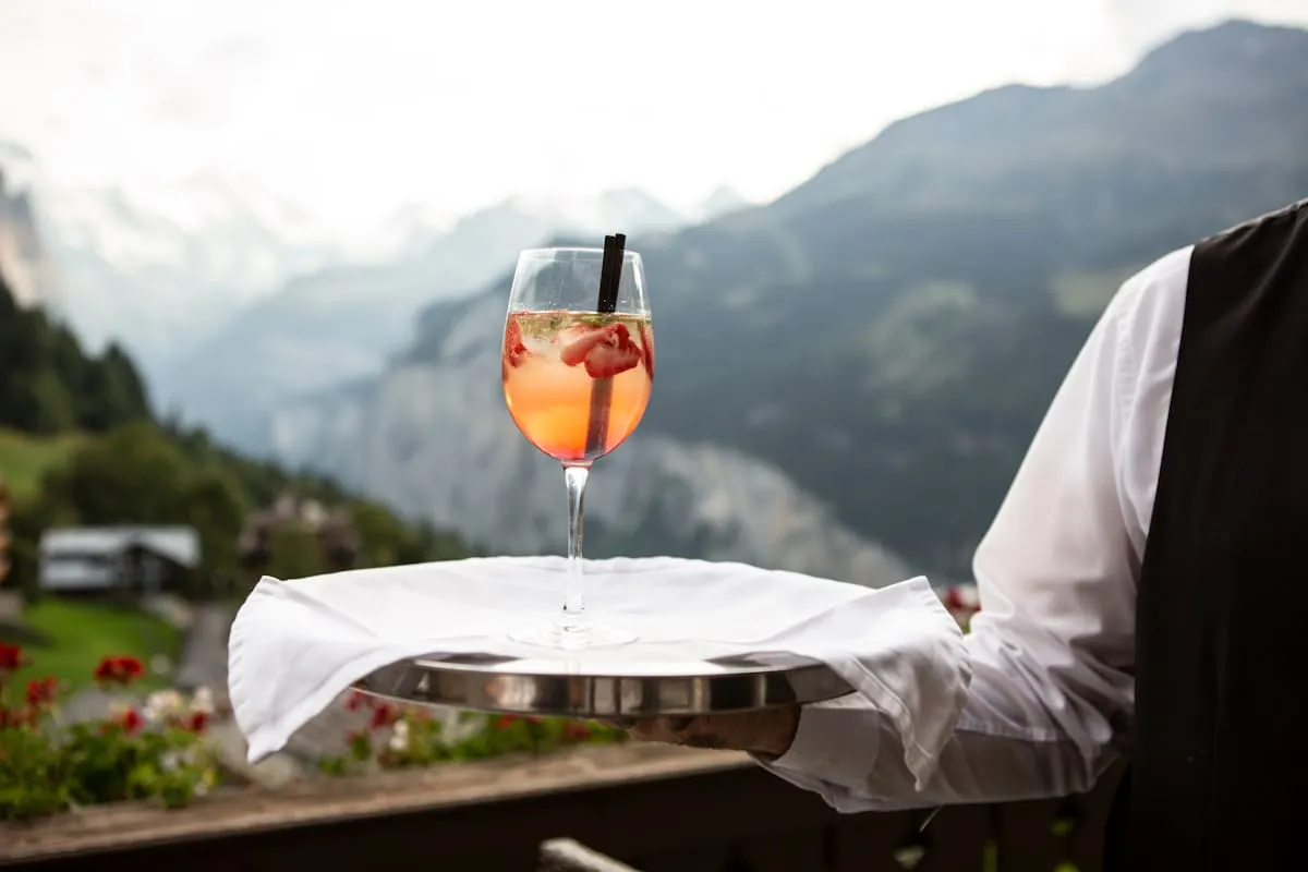 Scenic dining setting with mountain views